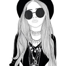 Noir Et Blanc Hipster Girl Drawing Dessins De Fille Art Tumblr