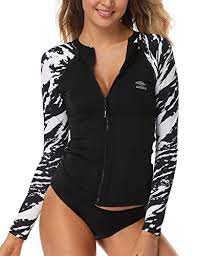 Axesea Women S Rash Guard Tops Long Sleeve Bathing Suits Printed Uv Sun Protection Swim Shirt At Amazo Swim Shirts Long Sleeve Bathing Suit Bathing Suit Prints