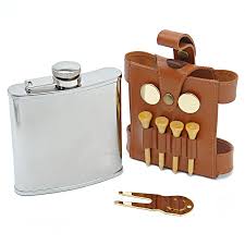 Brown Leather Golfer Hip Flask 29 95 Hip Flask Flask Golf Gifts For Men
