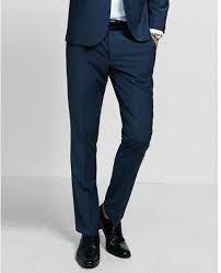 Express Extra Slim Navy Blue Performance Stretch Wool-blend Suit Pant Mens Navy Blue Dress Pants Suit Pant Slim Fit Suits