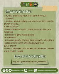 Penerima beasiswa bi (generasi baru indonesia/genbi) serta berpartisipasi dalam kegiatan yang diselenggarakan oleh bank indonesia. Beasiswa Bank Indonesia Bem Km Fakultas Farmasi Universitas Andalas