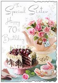 There are mainly happy 70th birthday messages but also funny quotes and texts. Jonny Javelin Birthday Sister 70th Card Teapot Cake Happy 70 Birthday Happy 80th Birthday 70th Birthday Card
