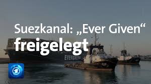 On march 29, after being stuck sideways in the suez canal for nearly a week, the ever given was unmoored. Blockierter Suezkanal Frachter Ever Given Freigelegt Youtube