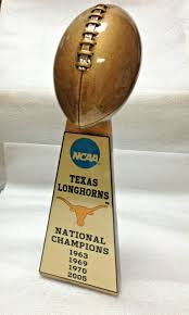 Career passing yards, career rushing yards, single season rushing td, single season receiving yards,. University Of Texas Longhorns Ncaa National Champion Football Trophy Sport Fantasic