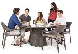 Delia Round Patio Glass Dining Table For 5 Patio Dining Table Dining Table Furniture Dining Table