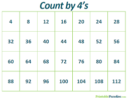 printable count by 4 practice chart