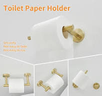 HOMEMYSTIQUE Wall Mounted Double Post Toilet Paper Holder Non-Slip Tissue  Roll Holder for Bathroom in Vibrant Brushed Gold NTPH011G