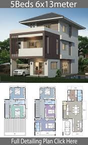 House Design Plan 6x13m With 5 Bedrooms House Plans 3d Di 2020 Desain Eksterior Arsitektur Rumah Arsitektur Modern