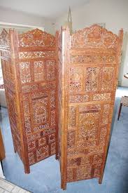 Thai Indonesian Hand Carved Wood Room Divider Screen 4 Panel Heavy 73 Tall Wood Room Divider Room Divider Screen Hand Carved Wood