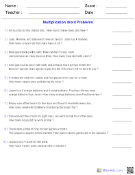 The student should derive a multiplication equation from the word problem, solve the equation by mental multiplication and express the answer in these math word problems may require multiplication or division to solve. Word Problems Worksheets Dynamically Created Word Problems