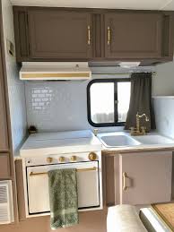 Truck Camper Trailer Remodel Before And After Insta Sara Rv Kitchen Remodel Remodeled Campers Camper Trailer Remodel