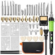 Eletecpro Wood Burning Kit 46pcs Professional Pyrography Pen Set 60w 110v Temperature Adjustable On Off Switch Wood Burning Kits Pyrography Wood Carving Tools
