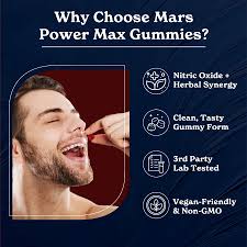 Mars Power Max Gummies: Powered by Nitric Oxide, Shilajit Gold, & Baco