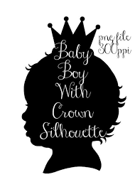 Baby Boy Png Black And White Baby Boy With Crown Silhouette Png Graphics Digital Images Digital Download Clip Art Instant Download Downlo Crown Silhouette Silhouette Png Digital Image