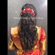 Gorgeous Bridal Hairstyle For Engagement Hairstyle By Mua Vejetha For Swank Bridal Updo Indian B Indian Bride Hairstyle Indian Bridal Hairstyles Hair Styles