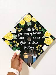 Yellow Flowers Grad Cap Grad Cap First Generation Graduation Cap Spanish First Generation Graduation Cap