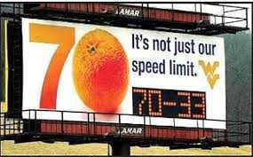 I Love Passing This Billboard On My Way Into Morgantown 3 West Virginia Orange Bowl Virginia