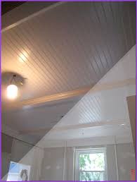 White Vinyl Beadboard Ceiling Panels For Family Room With Soothing Lighting How Beadboard Ceilin In 2020 Ceiling Panels Beadboard Ceiling Panels Beadboard Ceiling