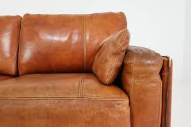 1978 Italian Vintage Baxter Bull Leather Sofa In Distressed Used Look At 1stdibs