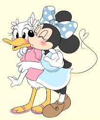 77713 - safe, artist:kipaki, daisy duck (disney), minnie mouse (disney),  bird, duck, mammal, mouse, murine, rodent, waterfowl, anthro, disney, mickey  and friends, 2d, beak, black body, black fur, blushing, bow, clothes, dress,