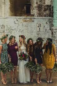 31 Real Life Bridal Parties Who Nailed The Mix N Match Look Bohemian Bridesmaid Bride Pictures Wedding Bridesmaids