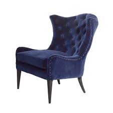 You'll love the richness of its walnut wood legs contrasted with its sof. Marley Tufted Wing Chair Navy Blue H195218 Usa Warehouse Furniture