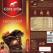 Tablette De Chocolat Noir Gourmand Cote D Or Croquant Amande Noir