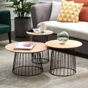 Jarno modern round coffee table with scandinavian style, available squared or rectangular, with top in wood or lacquer and legs in painted metal. Dragon Mart Online