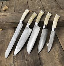 Tilt the knife so that its cutting edge meets the shaft of the sharpening. Beautiful Kitchen Knives Set Custom Hand Forged Damascus Steel Blade Chef Knives Ag Knives Company