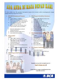 Berawal dari menjadi bakti bca saya bergabung dengan salah satu perusahaan yang bergengsi di indonesia. Lowongan Kerja Pt Bank Central Asia Tbk Karir Palcomtech