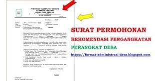 Surat Permohonan Rekomendasi Pengangkatan Perangkat Desa Format Administrasi Desa