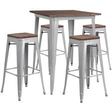 The style of your bar stools should fit the aesthetics of your kitchen or breakfast room. Vipek Metal Bar Table Chair Set 41 5 H Square Dining Table 4pcs 30 H Barstool Dining Stool Bar Chairs W Solid Wood Top Bistro Pub Patio Cafe Restaurant Home Kitchen Gloss