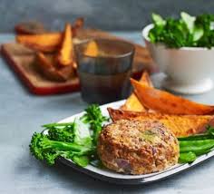 Lean Turkey Burger With Sweet Potato Wedges Recipe Bbc Good Food Recipes Turkey Burger Turkey Burger Recipes