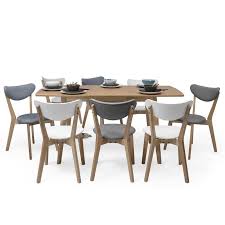 Comedor doble piña + 6 sillas + 2 comensales. Conjunto De Comedor De Diseno Nordico Melaka Mesa Extensible Roble Y 4