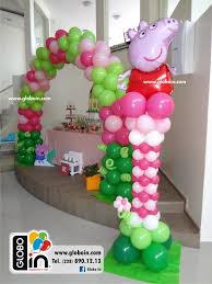 Este globo es apto para aire y/o helio. Englobando Tu Vida Columnas Fiesta De Cumpleanos De Peppa Pig Globos Columnas De Globos