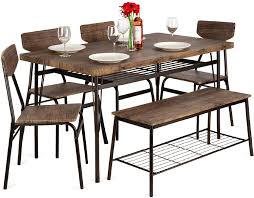 These guidelines enable you to find appropriate dining room furniture sets that can seat all the members of your family. Amazon Com Best Choice Products 6 Piece 55in Wooden Modern Dining Set For Home Kitchen Dining Room W Storage Racks Rectangular Table Bench 4 Chairs Steel Frame Brown Table Chair Sets