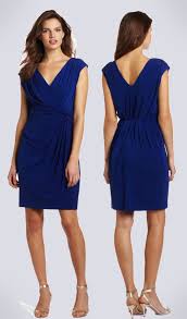 Royal Blue Dress Gorgeous And Work Appropriate Accessorized With Simple Gold Jewelry And Paired With A Beige Blazer Dresses Blue Work Dress Dresses For Work