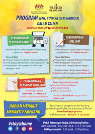 Kementerian perpaduan, kebudayaan, kesenian dan warisan. Jabatan Warisan Negara On Twitter Jabatan Warisan Negara Kementerian Pelancongan Seni Dan Budaya Malaysia Menganjurkan Program Seni Budaya Dan Warisan Secara Dalam Talian Ikuti Kami Di Facebook Jabatanwarisannegara Instagram Twitter