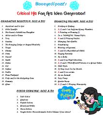 Fan art mashup generator elsa as night queen milicraft randomly generated scene: Critical Hit Fan Art Prompt Generator By Blooeyedtroll On Deviantart
