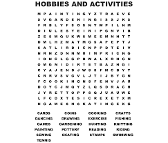 Make your own custom word search with our free generator. Hobbies And Activities Word Search Wordmint