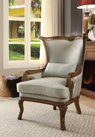 Acme 59563 Darian Light Blue Fabric And Oak Finish Wood Accent Chair Wooden Accent Chair Accent Chairs Wooden Armchair