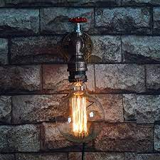Unique hand crafted onyx stone half cylinder wall lighting, indoor/outdoor illuminating wall design sconce. Single Light Bare Bulb Style Tap Shaped Sconce Industrial Rustic Indoor Lighting Fixture Beautifulhalo Com