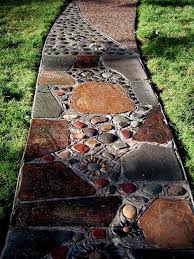 Brown Pebble Mosaic Tile Art Stone Plates River Rock Path Diy Garden Walkway Stone Garden Paths Stepping Stones Diy Stepping Stone Pathway