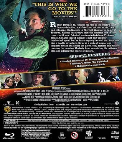 Amazon.com: Sherlock Holmes: A Game of Shadows (Movie-Only Edition +  UltraViolet Digital Copy) (Blu-ray) : Robert Downey Jr., Jude Law, Noomi  Rapace, Jared Harris, Eddie Marsan, Rachel McAdams, Guy Ritchie: Movies &