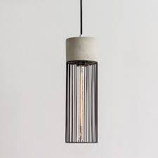 Long Pencil Concrete Cement Steel Cage Pendant Light Cage Light Concrete Pendant Light Cage Pendant Light Lighting Concrete Light