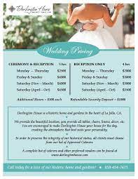 San Diego Venue Price List Darlington House Wedding Venue Prices San Diego Wedding Venues Wedding Venues