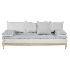 Banco 2 3 Plazas De Algodon Gris Y Blanco Gris Y Blanco Muebles Pequenos Telas Sofas