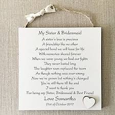 From 8 49 Sister Thank You Gift Bridesmaid Personalised Plaquewooden Card W240 Bridesmaid Thank You Poem Bridesmaid Thank You Cards Sister Wedding Gift