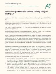 Narrative Report National Service Training Program Nstp Act Phdessay Com