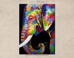 colorful elephant painting on canvas etsy elephant painting elephant painting canvas colorful elephant